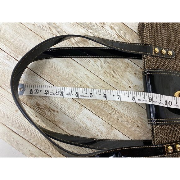 Eric Javits New York Braided Straw Patent Leather Trim Bucket Purse Handbag Bag - Picture 13 of 14